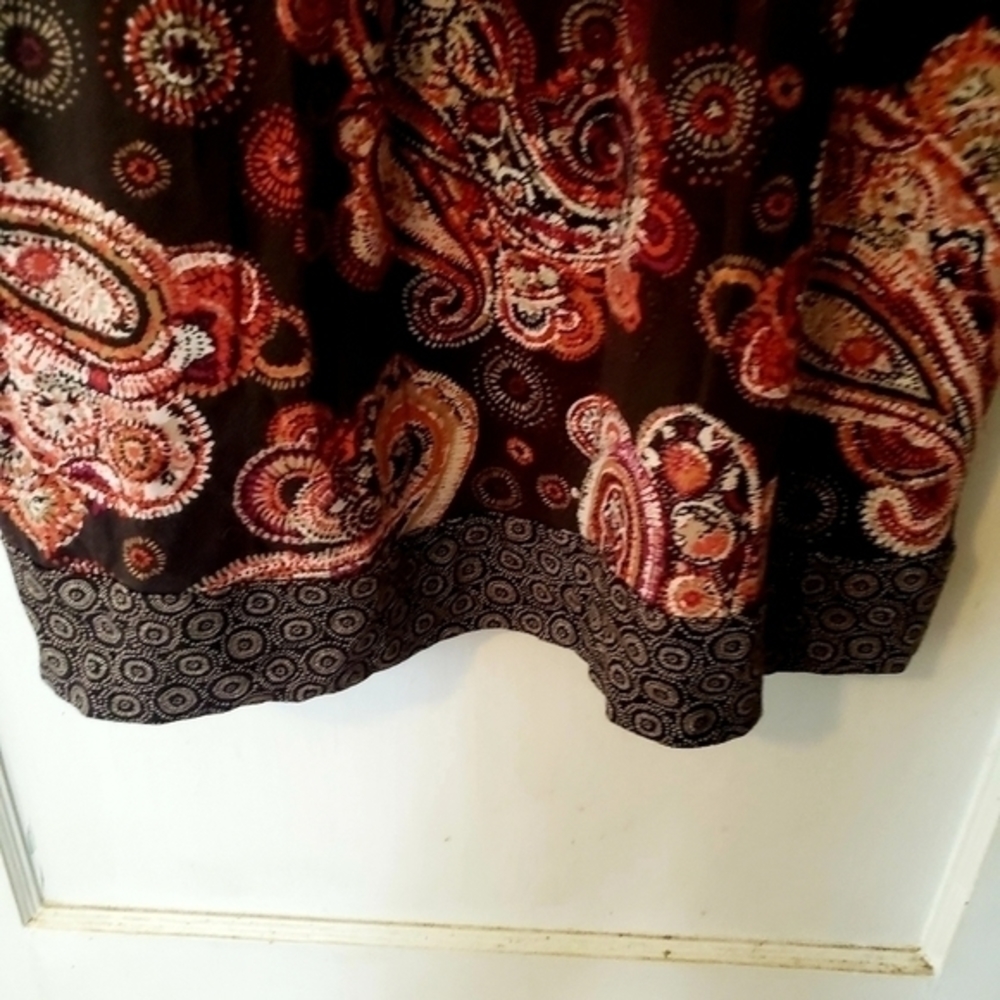 Vintage Croft & Barrow Brown Paisley‎ Print V Neckline Knit Dress size XL - Picture 7 of 10